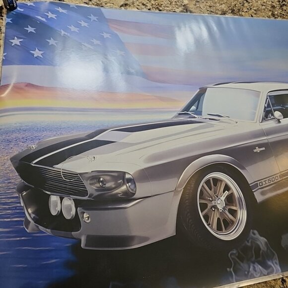 Ford Mustang GT 500 American Flag Poster 24x36 Fully Laminated No Pin Holes - Picture 6 of 9